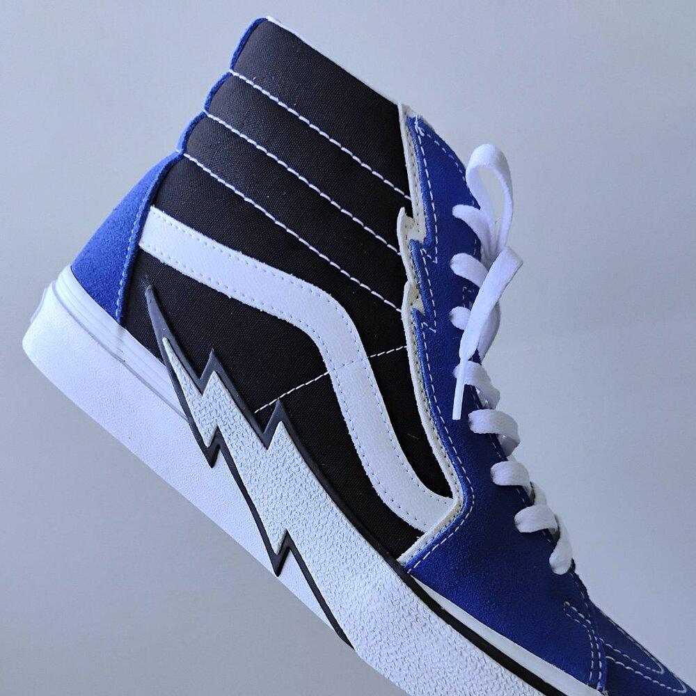 Vans Men Sk8-Hi Bolt Suede/Canvas High Top Sneaker in Beautiful True Blue/Black - Picture 6 of 13